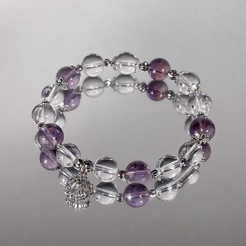Nine Purple Fire Natural Amethyst Bracelet National Style Xiaohong Duobao Jewelry Original White Crystal Bracelet