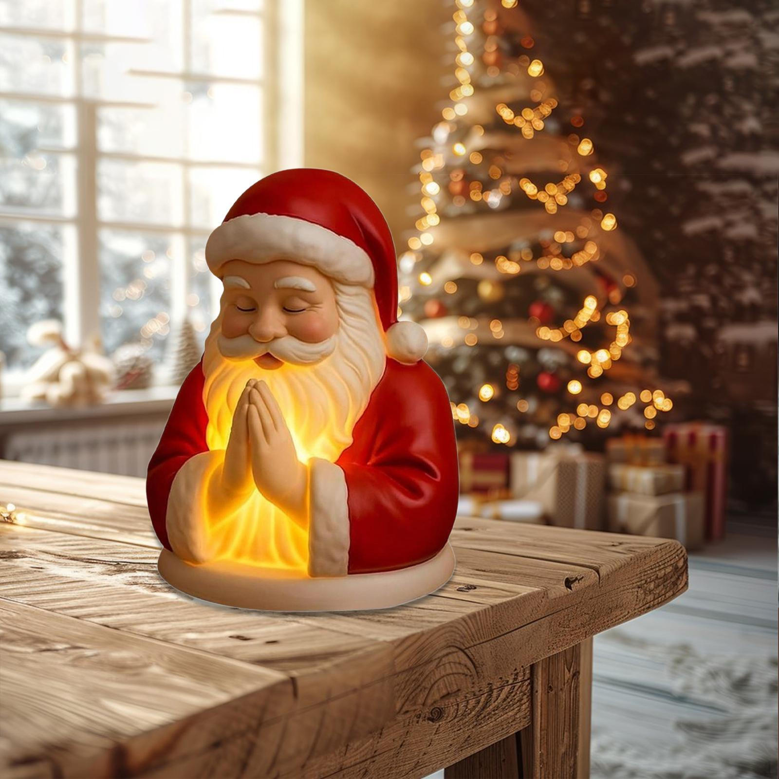

Christmas Praying Night Light ,Holiday Prayer Lamp, Table Ornament for Bedside Santa Figurine