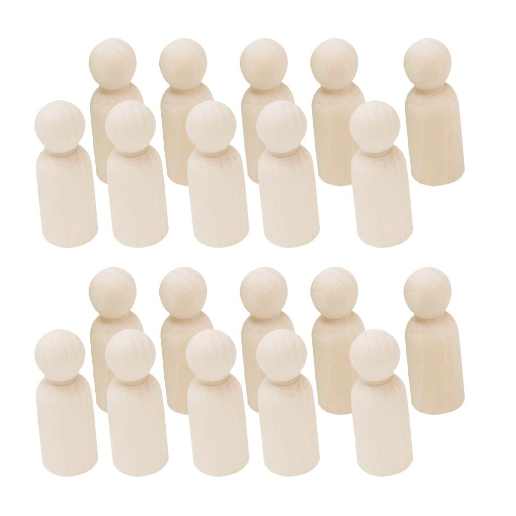 20 Pack Wooden Peg Doll Bodies Unfinished Plain Blank Decorative DIY- - Give Children The Holiday