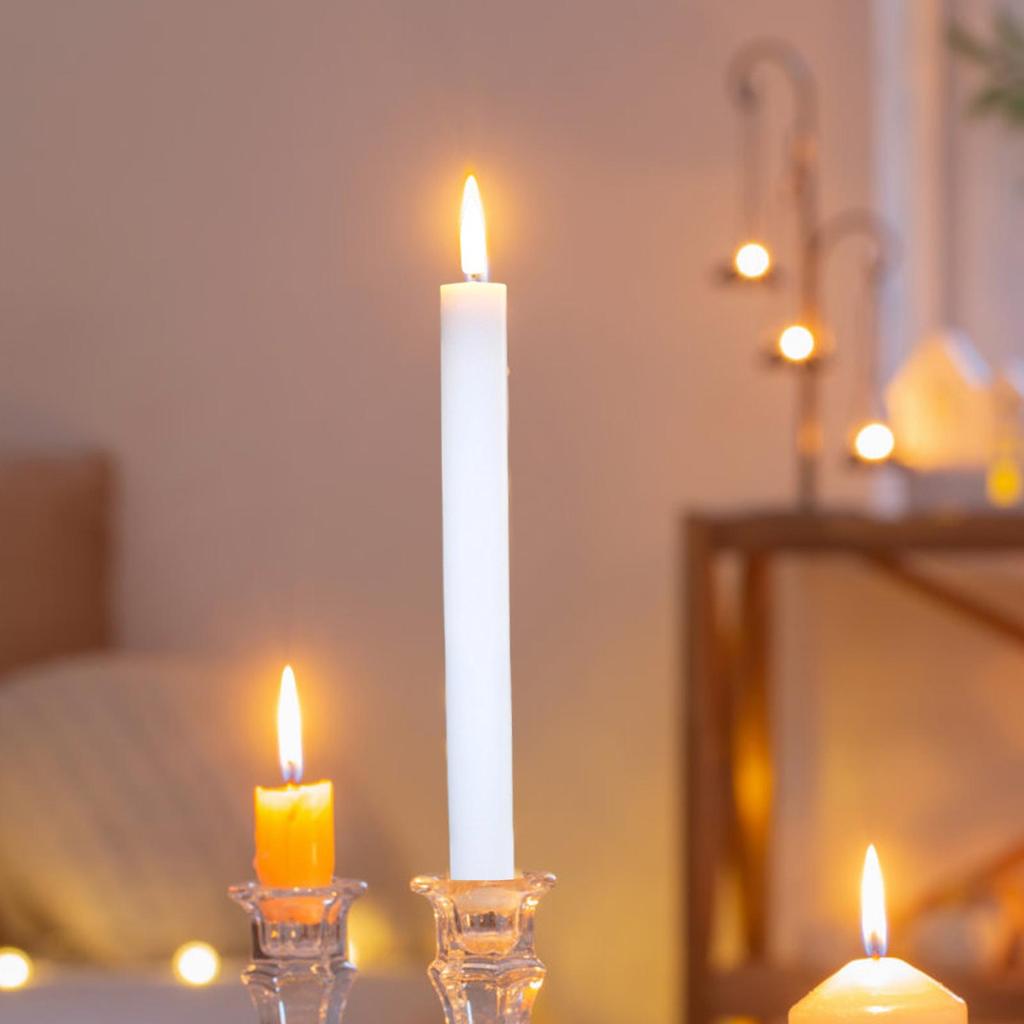 Flameless Taper Candle Set (6-Piece Set) with 10-Button Remote Control Long-Stem Electronic Candle and LED Wick Candle