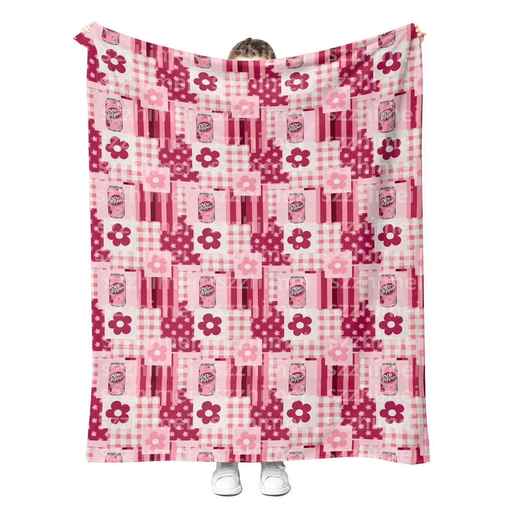 New Customizable Printing Trendy Fashion Soft Drink Dr Peppers Dr.Peppered Fleece Flannel Throw Blankets