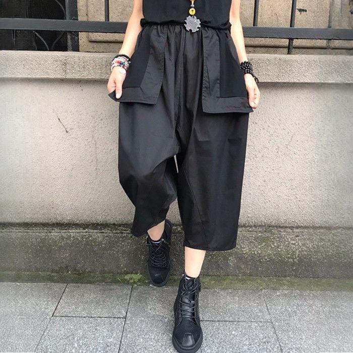 Neun-Punkt-Hose Harajuku Casual Cargohose Solide Baggy Gerade Hose Weite Beintaschen Joggers Hose Y2K Damen Streetwear