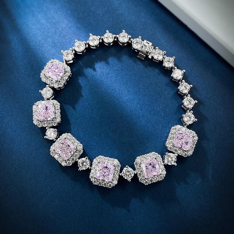 Xiancan 2023 Silver Niche Fashion Designer Bracelet with Yellow, Pink, White High Carbon Diamonds for Women