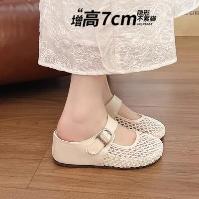 Nouvelles chaussures d'été 2025 pour femmes, vêtements d'extérieur respirants en maille, mules Boken à tête de petit sac à semelles épaisses