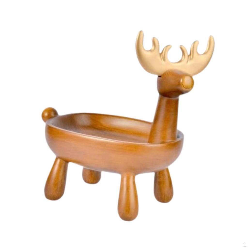 Resin Deer Figurine Storage Tray Organization Container Cosmetic for Office Nightstands