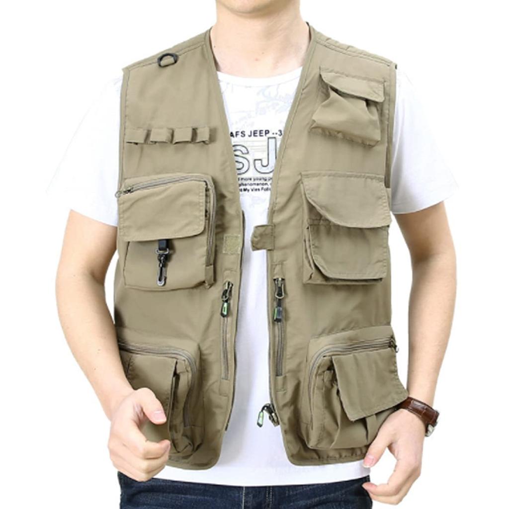 Life Outdoor Vest for and and Breathable and Jacket M's Multi-functional Fishing, Photography, Men's Women's Quick-Drying (Orange, L)