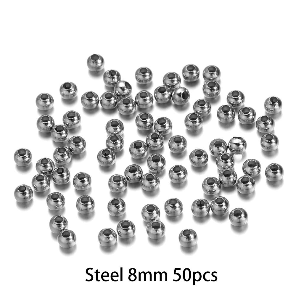 2-8Mm Stainless Steel Round Seed Big Hole Bead Loose Spacer Beads For Diy Jewelry Making Findings Supplies Accessories