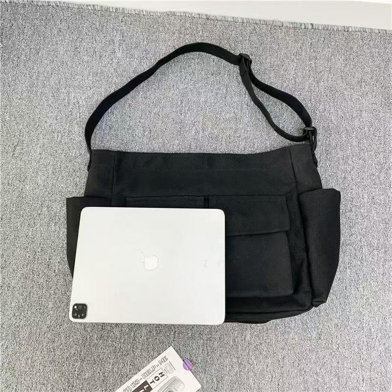 Vintage Workwear Women's Crossbody Canvas Shoulder Bag - Large Capacity Casual Tote