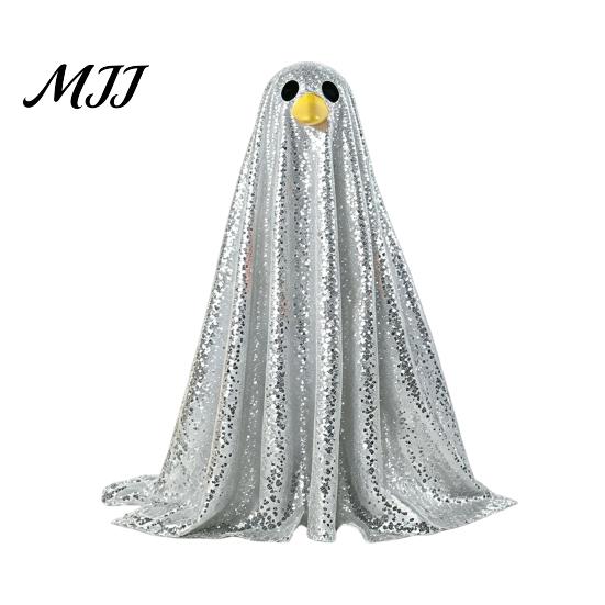 17 Inch Goose Clothes Halloween Ghost Costume, with Shiny Sequin Decor, Costume for Statue Atmosphere Prop, Holiday Yard Decorations Sequined Cloak