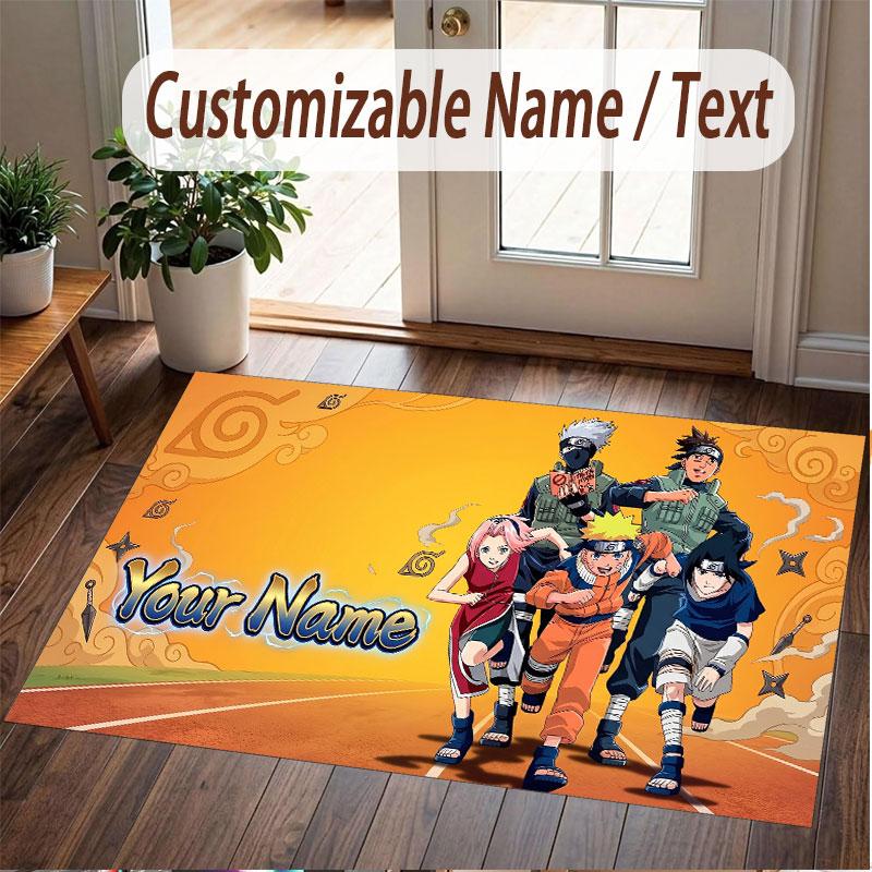 Custom Name Crystal Velvet Rug,Naruto Comfortable Anti Slip Floor Mat For Room Decoration