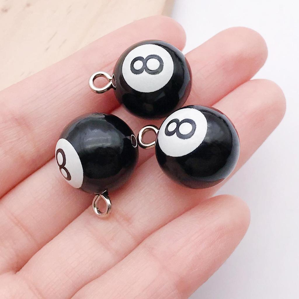 Acrylic Black 8-Ball Pendant Keychain for Bags & Clothing - Billiard Room Ornament & Gift