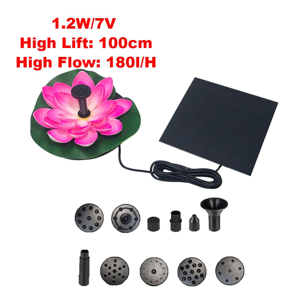 Lotus Solar Water Fountain Brushless Pump Floating Garden Fountain Solar Powered Fountain for Outdoor Bird Bath Pond Decoration