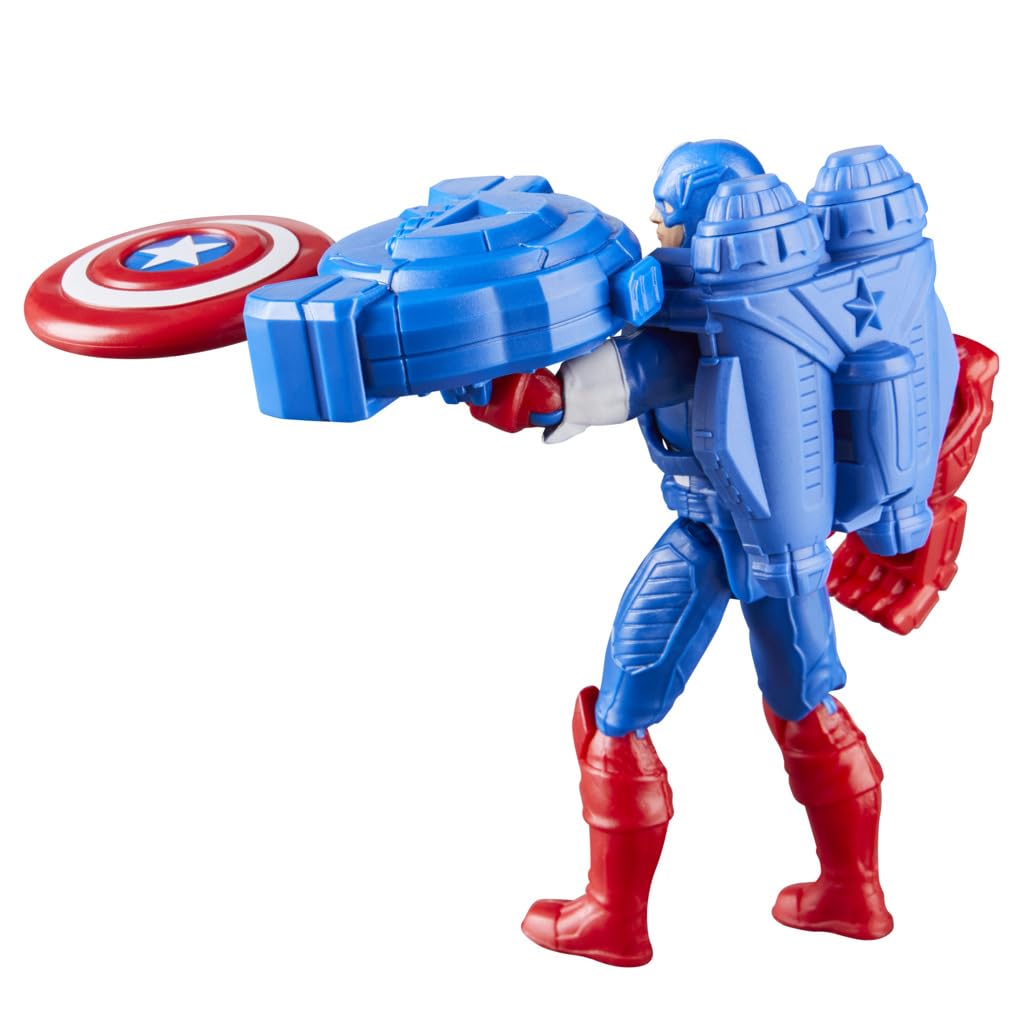Hasbro Marvel Avengers Epic Hero Series Battle Gear Captain America Action for ages 4 and Superhero Toy Authentic Figure, 4-inch (10 cm) size, up,