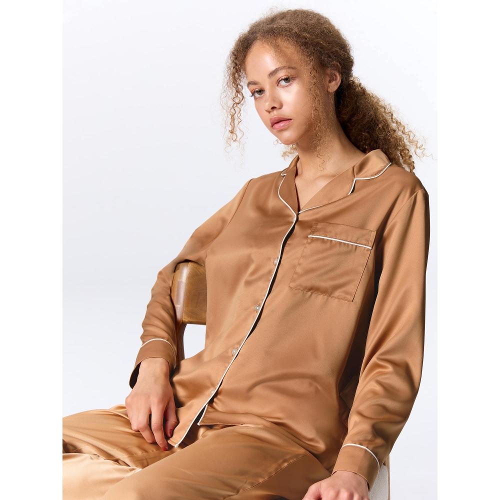 

GU by Uniqlo Атласная пижама с длинным рукавом и длинными брюками