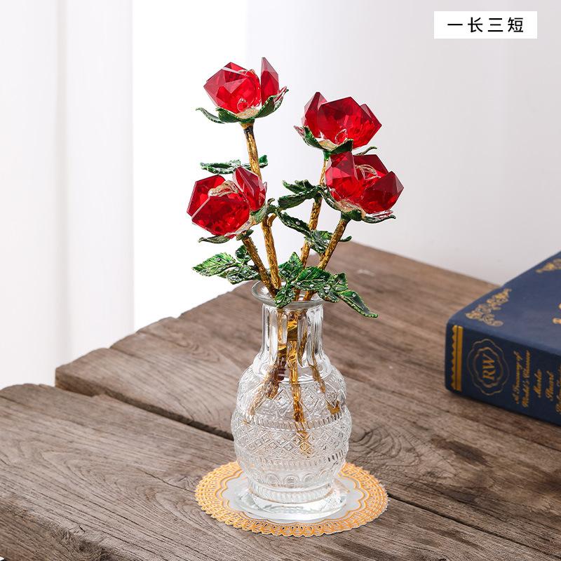 Mother's Day Crystal Crafts Rose Ornament Valentine's Day Girlfriend Wife Holiday Gifts Living Room Ornaments