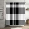 Black and White Plaid Shower Curtain Waterproof Bathroom Decor Modern Style Bath Mat Curtains with Grommets Hooks Set