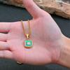 Vnox Stainless Steel Turquoise Zircon Square Pendant Necklace 15x19.5x4mm 3x3mm CZ Waterproof Jewelry for Men Father's Day Gift