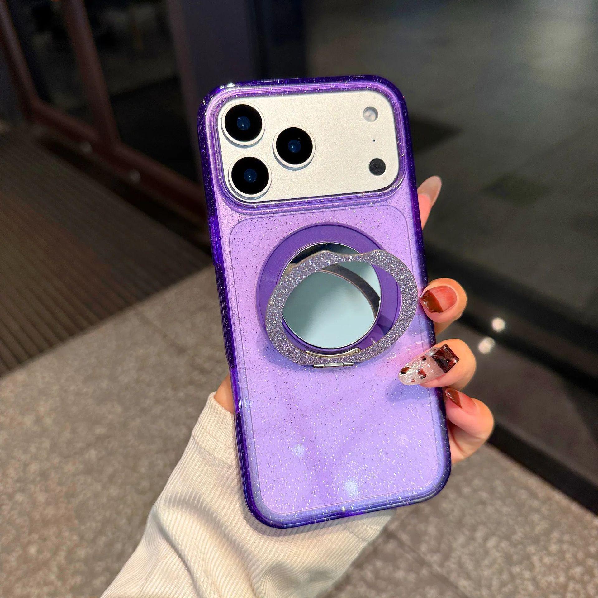 

Rotating Glitter Mirror iPhone 17 Case: Electroplated, Drop-Proof, High-End Design iPhone 15 фіолетовий