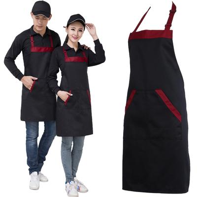 4Pcs Cooking Apron with 2 Pockets Kitchen Apron Black Red Kitchen Bib Food Service Apron for Hotel Restaurant Kitchen