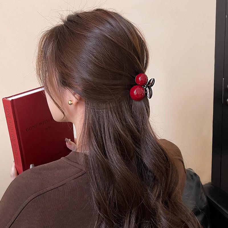 Exquisite Red Mini Cherry Hair Claw For Women Girls Sweet Versatile Hair Clip Cute Cartoon Hair Accessories Gifts