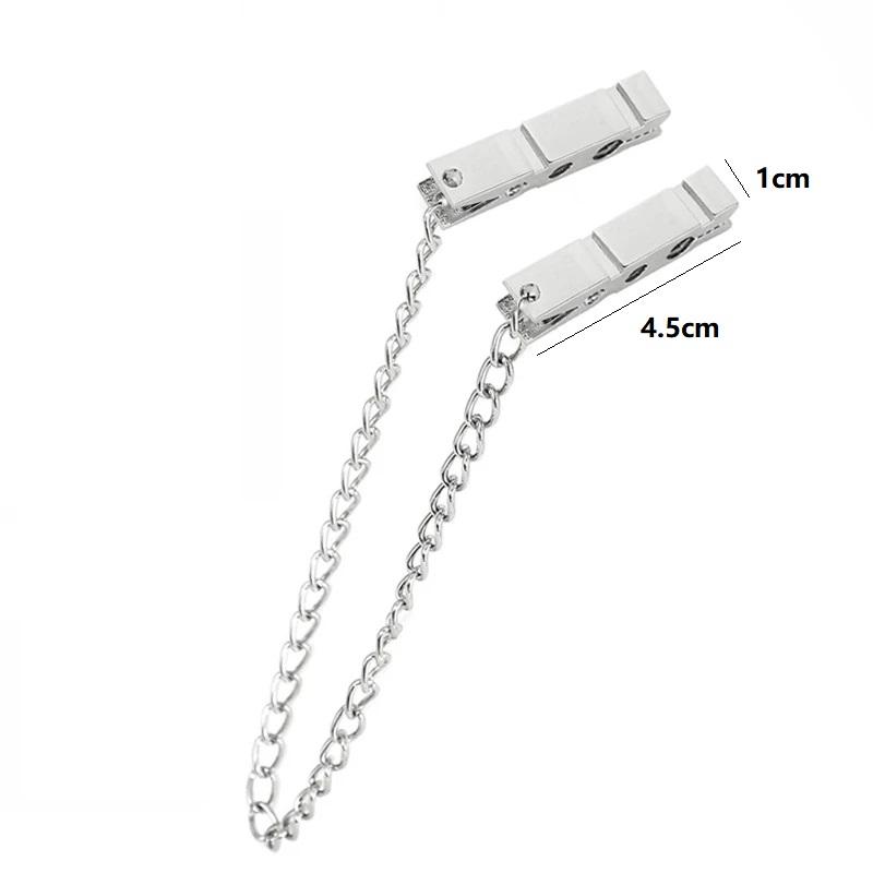 Colorful Metal Nipple Clamps With Chain Set Woman Rainbow Nipple Clips Breast Bondage Restraint Slave Fetish Female Sex Toy