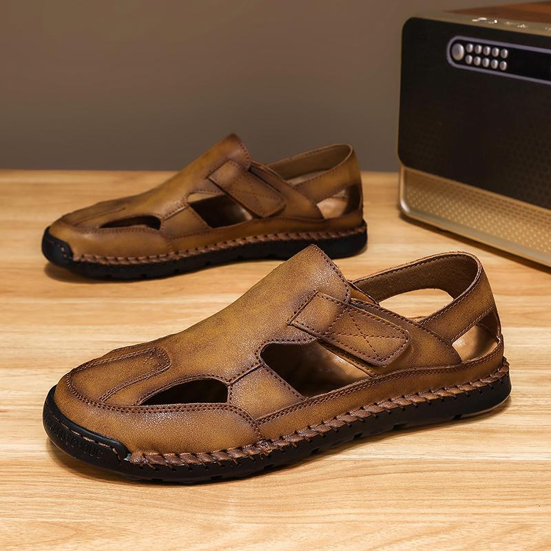 Summer New Large Size Men's Sandals 2026 New Classic Leather Men Shoes Men Fashion Beach Cool Sandals Outdoor Casual Male Shoes