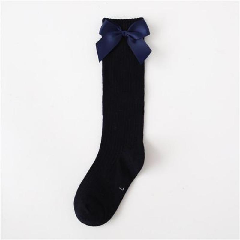 Solid Children Socks With Bows Cotton Baby Girls Socks Soft Toddlers Long Socks For Kids Princess Knee High Socks for Girls 2022 New Spring Autumn