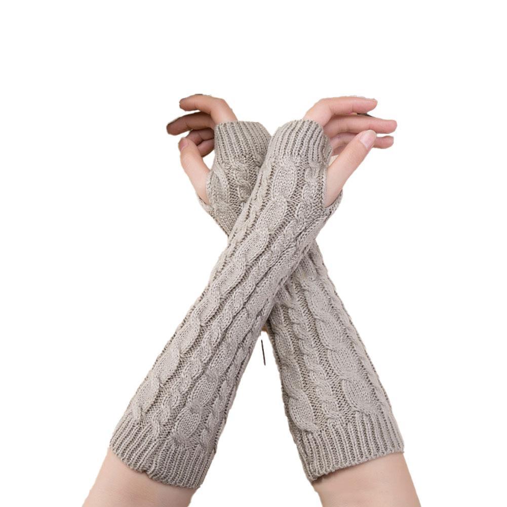 Women Knit Long Fingerless Gloves Fashion Arm Wrist Sleeve Hand Warmer Girls Casual Half Black Over Elbow Punk Gothic Mittens