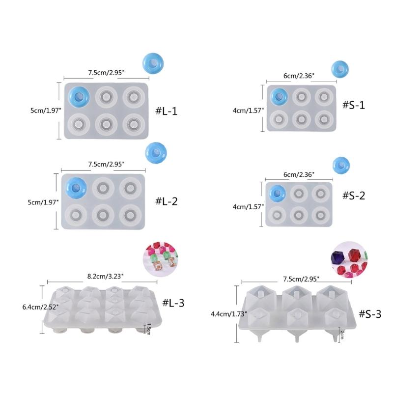 Resin Beads Molds with Hole Silicone Resin Epoxy Molds for Cabochon Gemstone Pendant Earrings Jewelry Casting Molds