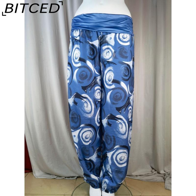 BITCED 15 Color Women Casual Elastic Waist Plus Size Print Long Trousers Straight Loose Long Pants Haren