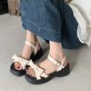 Bow word with thick sole small height increase sandals women's 2025 summer new versatile muffin Roman women's shoes