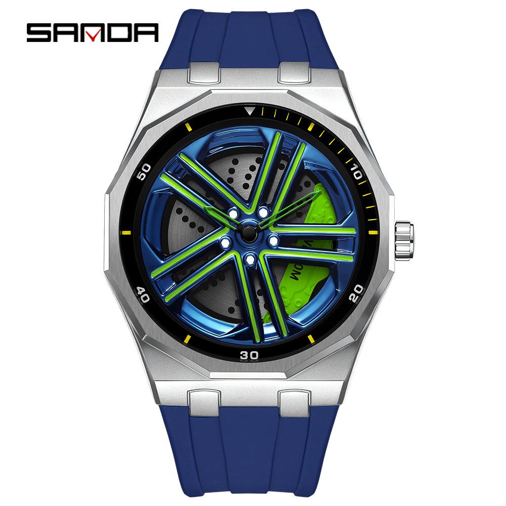 SANDA 1162 Men's Trendy Waterproof Rotating Wheel Quartz Watch