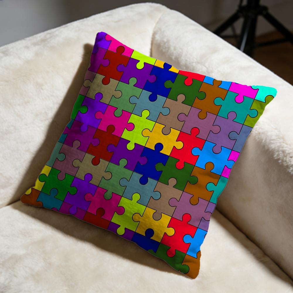 Puzzle Cushion Cover Soft Decorative Pillow Case Suitable for Bedroom Sofa Car Travel Use