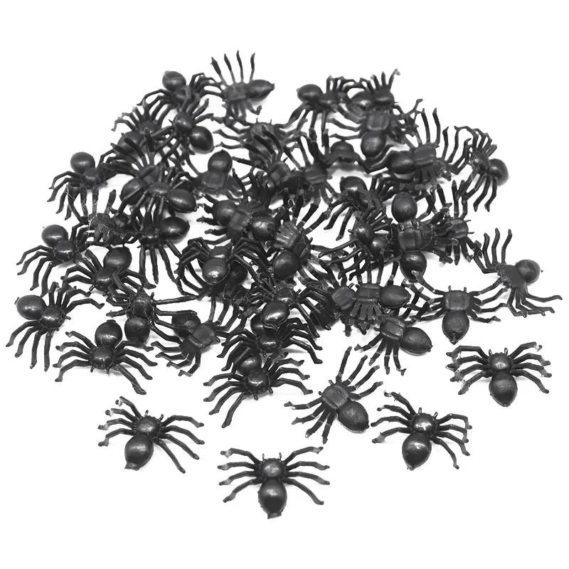 

50/100pcs Horror Black Spider Haunted House Web Bar Party Decoration Supplies Simulation Tricky Toy Kids Halloween 50pcs чёрный