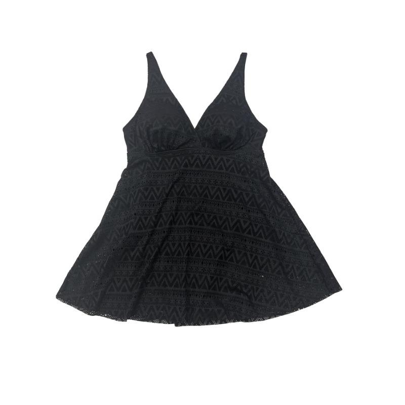 Women S Plus Size Tankini One Piece Swimsuit Solid Color Mesh Splice