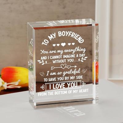 Cadeaux pour petit ami (De petite amie): Plaque en cristal Décor de bureau. Pour 1er Anniversaire & Anniversaire, Décoration Sentimentale.