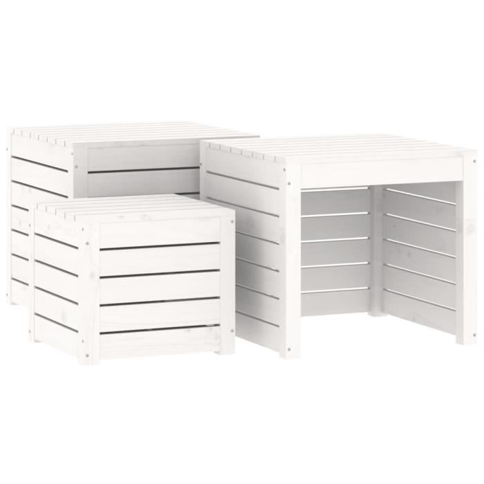 VidaXL Ensemble de boîtes de jardin 3 pcs blanc bois de pin massif 823956