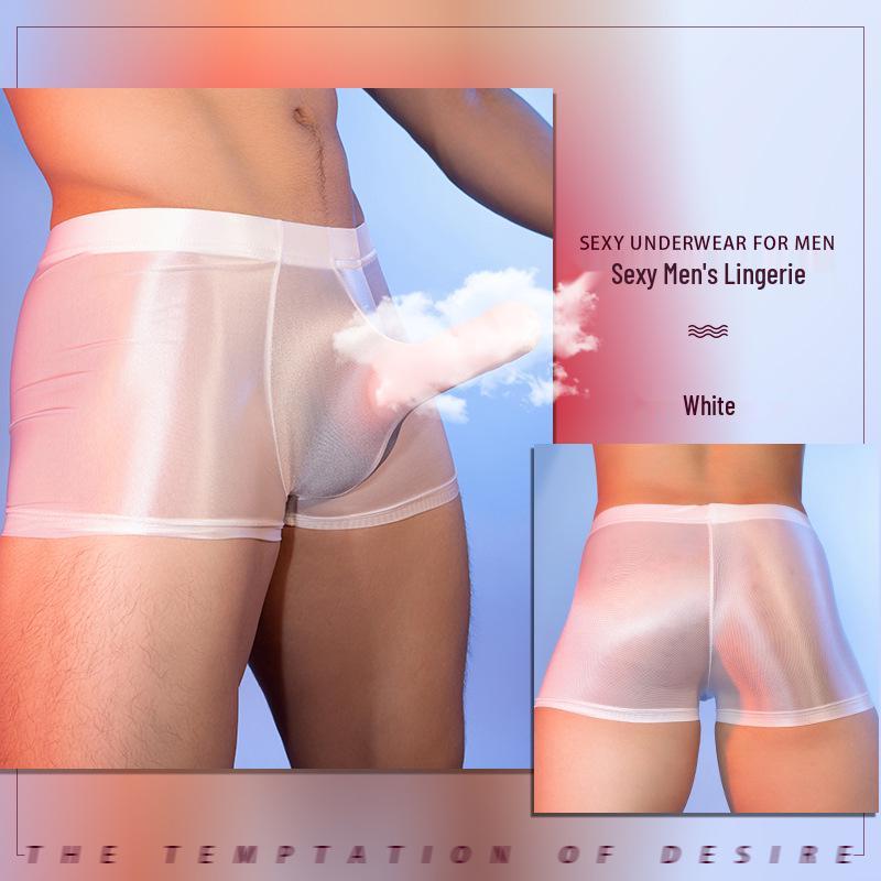 Lust's Temptation Ice Silk Men's Boxer Briefs: Smooth, High Elasticity, Gun-Bullet Separation, He-Man Style, Japanese Design.