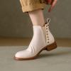 Fashion 2025 Autumn/Winter Women Boots Genuine Leather Women Shoes Round Toe Chunky Heel Shoes Ankle Boots Modern Chelsea Boots