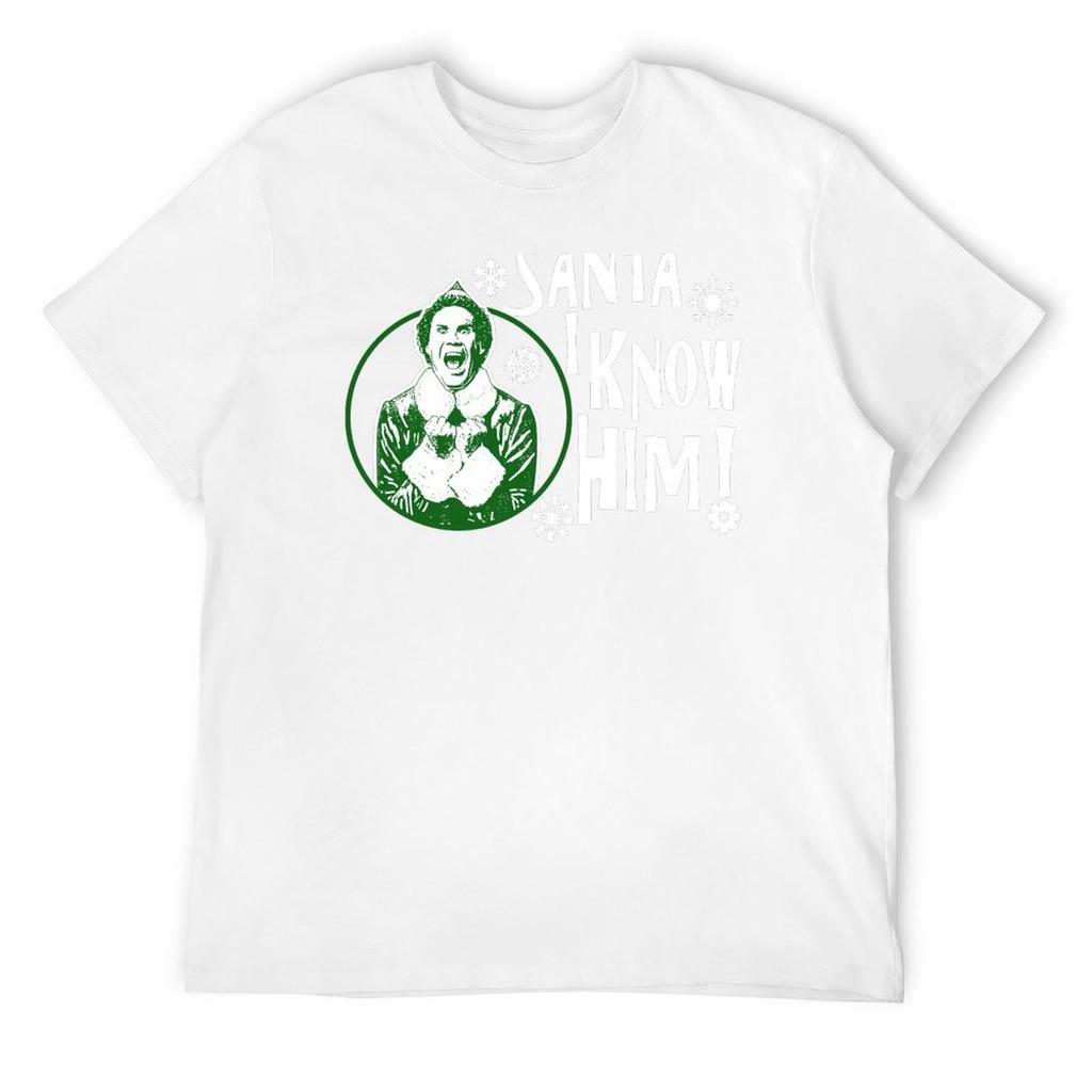 Santa ich kenne ihn Buddy der Elf T-Shirt Übergrößen Oberteile Vintage T-Shirts schlichtes Vintage Grafik-T-Shirt Herren Champion T-Shirts