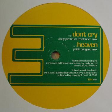 

12inch Record RIO - Don t Cry / Heaven 3BLM004 3Three Records 2002 UK Dance & Electronica Used