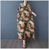 Women's Vintage Long Dress with Cotton and Linen Patterns