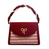 Women'S Bag, Red Niche Thousand Bird Grid, Large Capacity Diagonal Bag, Wedding Gift, Bridal Wedding Bag
