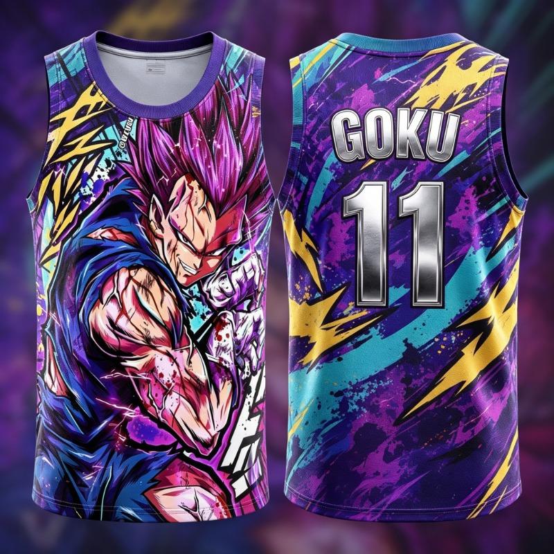 2026 New Dragon.Ball Vegeta Vest NO.23 24 77 11 45 1 2 34 Anime Adult Men's 3D Printed Special Basketball Jersey Vest Kids Y2k