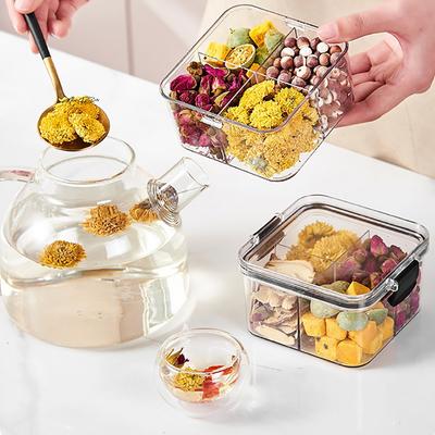 Clear Divided Plastic Food Storage Containers with Airtight Lids - Organizers for Snacks Dried Fruits And Home Items Seal Jar