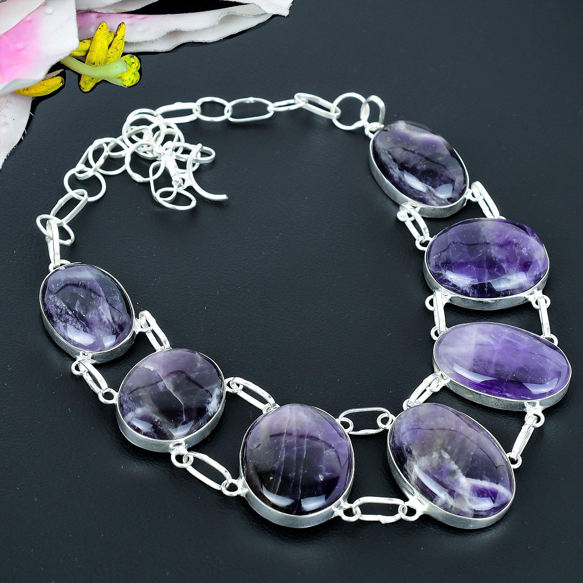 

Sage Amethyst Gemstone Handmade 925 Sterling Silver Jewelry Necklace 18 KG-1964