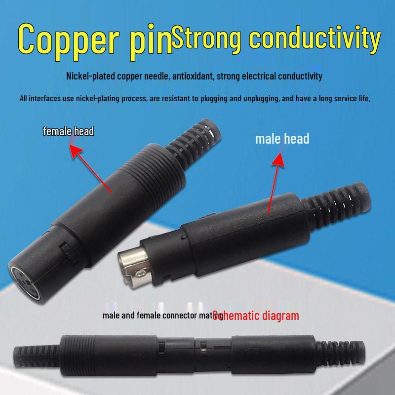 PS2 Male Mini DIN 3-8 Pin Soldering Wire Keyboard Plug