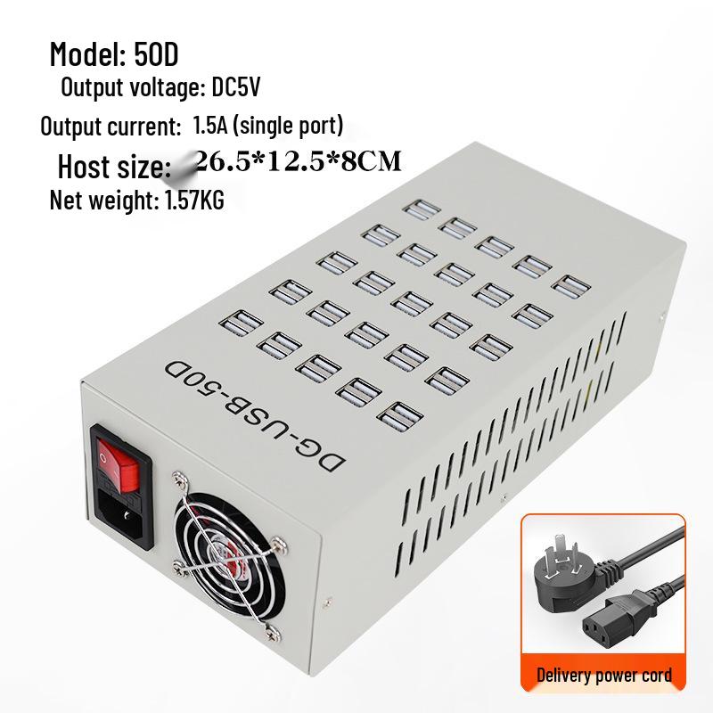 

White 50W Dual-port USB Charger Plug with Heat Dissipation, 50 Holes