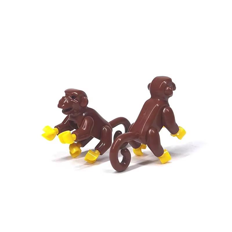 MOC Wild Animals Building Blocks Set Monkey Cow Bear Orangutan Leopard Snake Camel Mini DIY Model Compatible Bricks Kids Toy T19