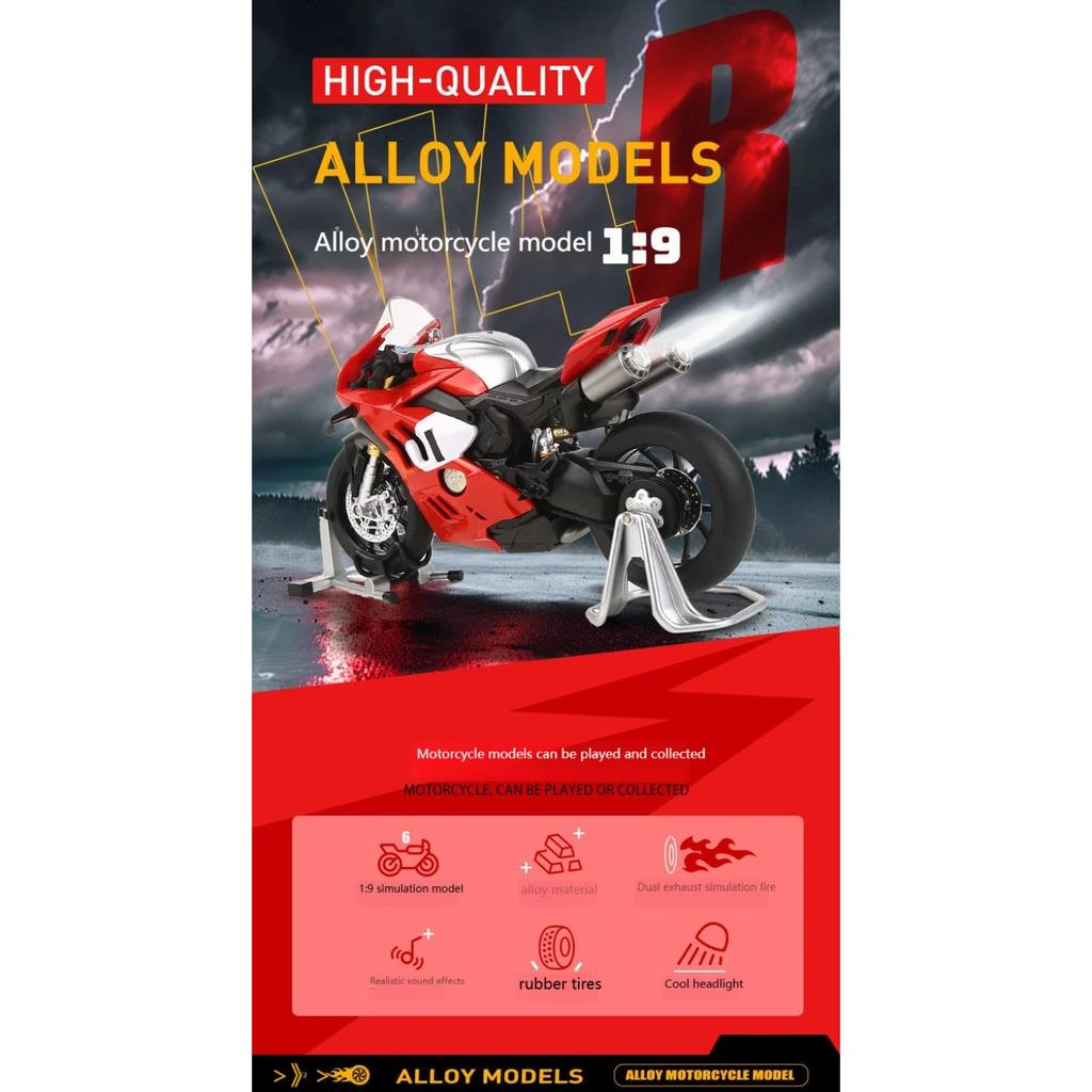 1/9 Ducati Panigale V4R High Performance Superbike Alloy Metal Diecast Model Motorcycle High Simulation Collectible Children Toy
